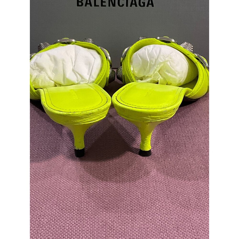 BALENCIAGA Cagole Mules in Fluo Yellow & Palladium 37 with box Womens Heels - Picture 7 of 16